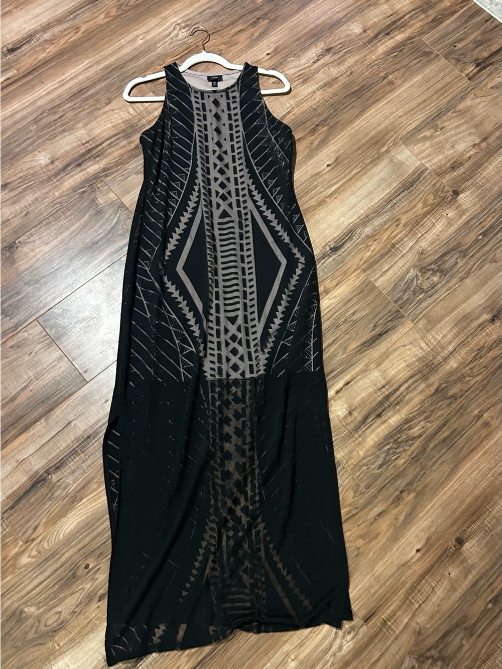 Mossimo Supply Co. Black Maxi Dress with Gray Geometric Print